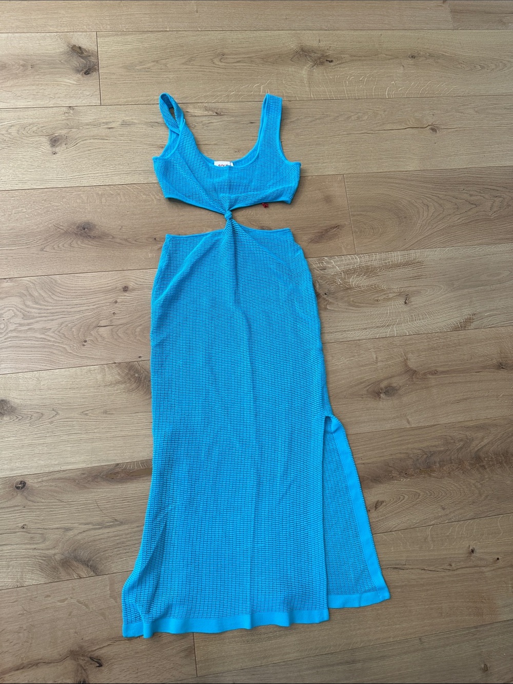 SOLID & STRIPED Turquoise Knit Cutout Maxi Dress